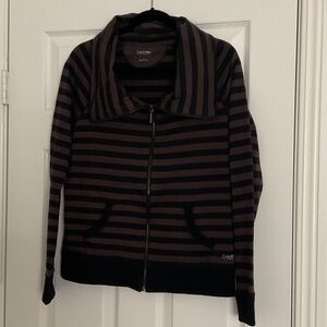 Calvin Klein Brown & Black Striped Zip Jacket